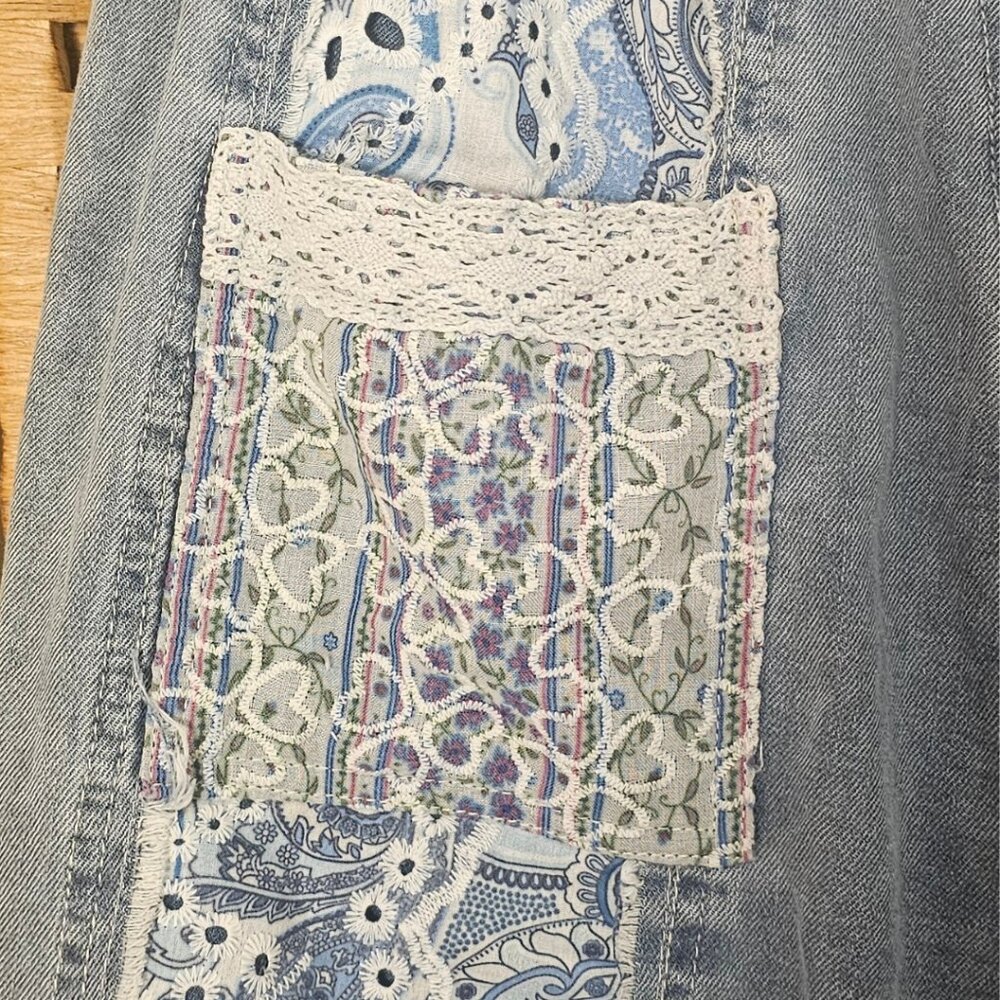 POL Patchwork Denim Jogger Pants Women's S NWOT - Picture 6 of 13